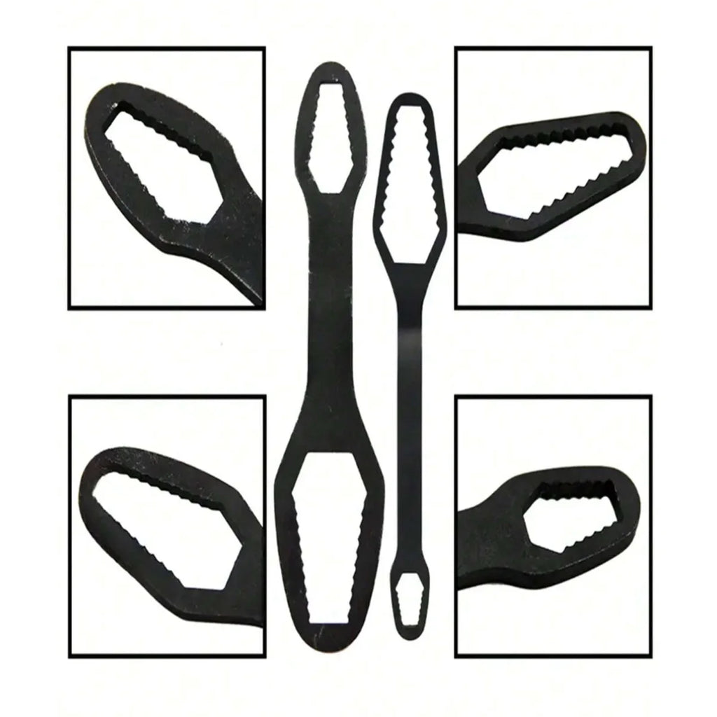 Adjustable Self-Tightening Double-Head Wrench Fits 3–17 mm & 8–22 mm (0.12–0.67 in & 0.31–0.87 in) for Cars, Bicycles and Home Repair