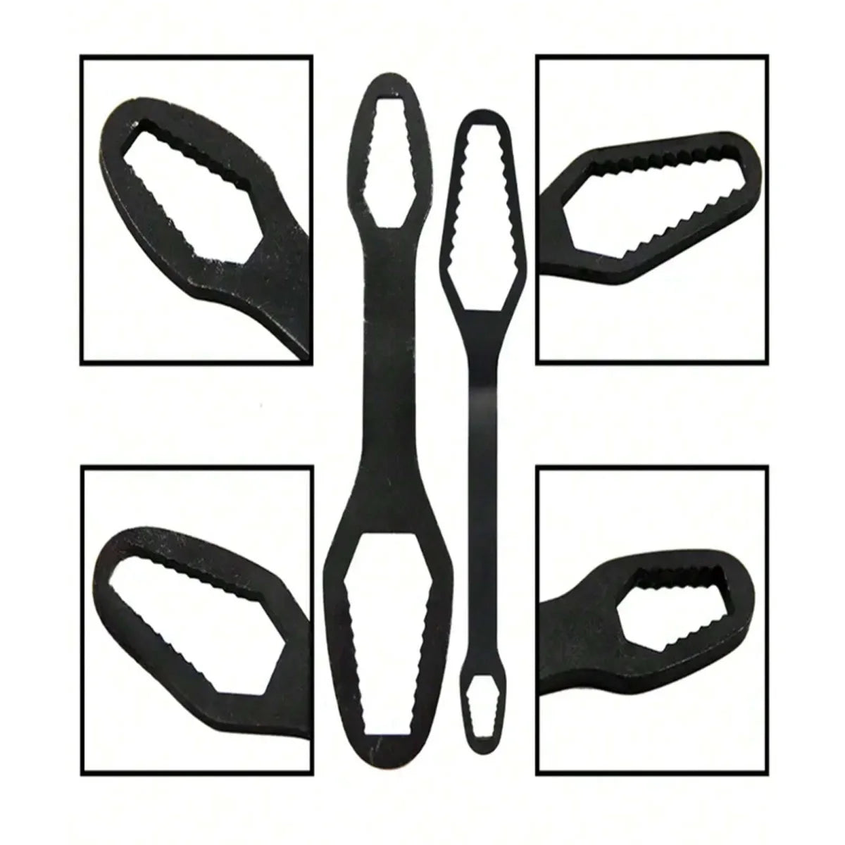 Adjustable Self-Tightening Double-Head Wrench Fits 3–17 mm & 8–22 mm (0.12–0.67 in & 0.31–0.87 in) for Cars, Bicycles and Home Repair