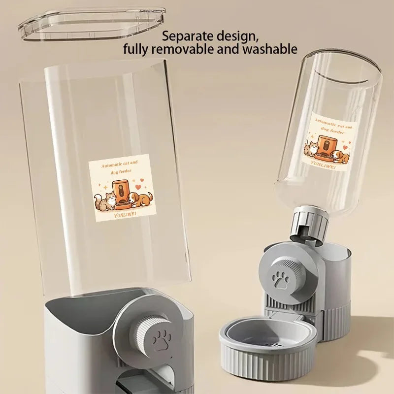 Hanging Gravity Automatic Pet Feeder & Water Dispenser Set for Cages, Auto Food Feeder and Waterer with Bowl (Grey)