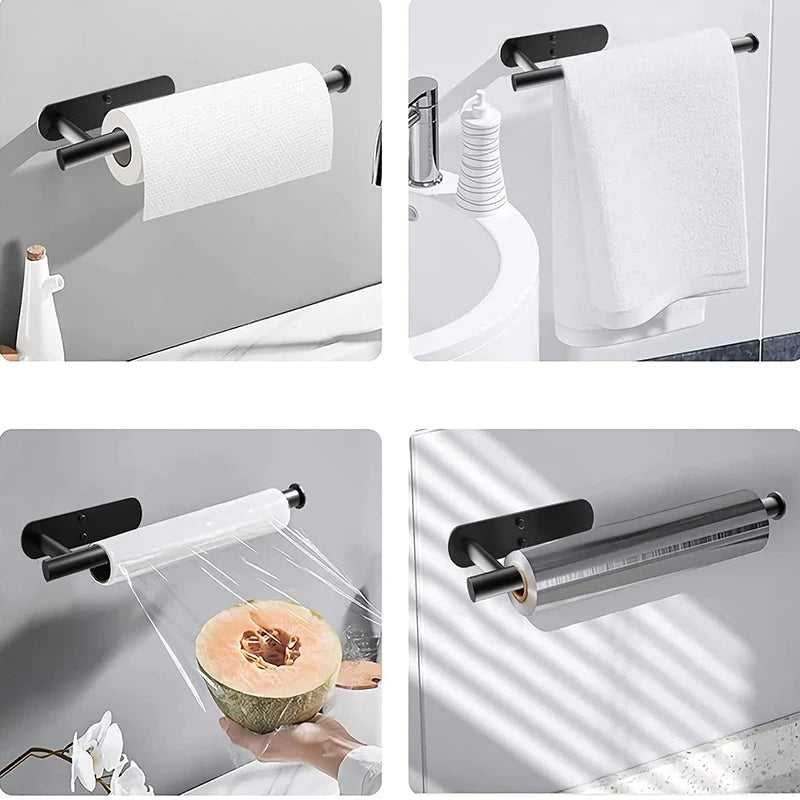 No-Drill Adhesive Toilet Paper Holder - Stainless Steel Wall-Mount Bathroom & Kitchen Roll and Towel Rack
