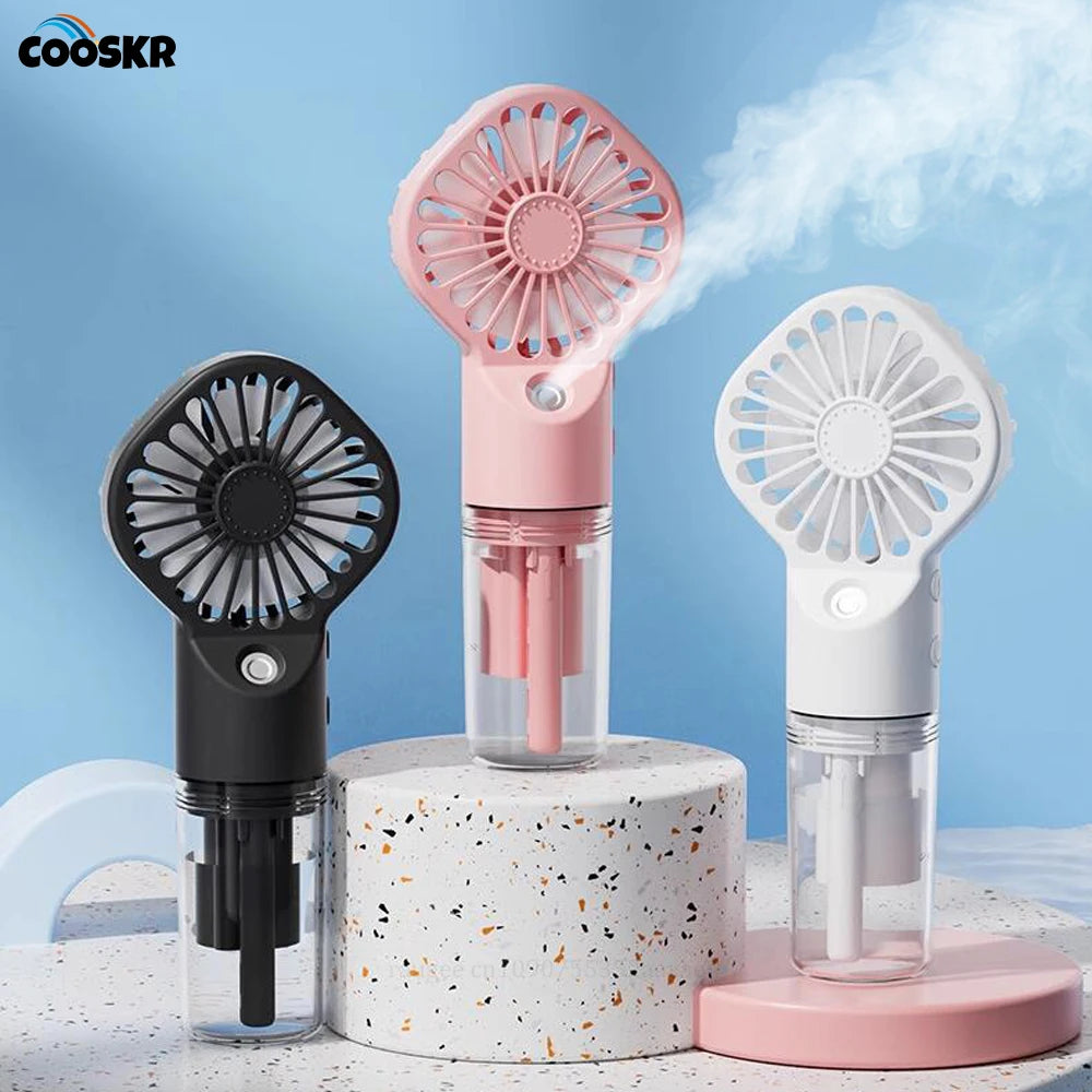 Handheld Mist Spray Fan - USB-C Rechargeable Mini Humidifier, 4-Speed Portable Cooling Fan for Travel & Outdoor
