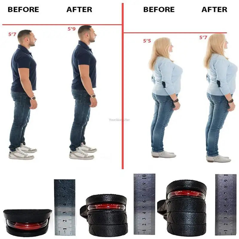 Adjustable Height-Increase Insoles 3–9 cm (1.2–3.5 in) – Invisible Air Cushion Shoe Inserts, Cut-to-Fit Elevator Insoles