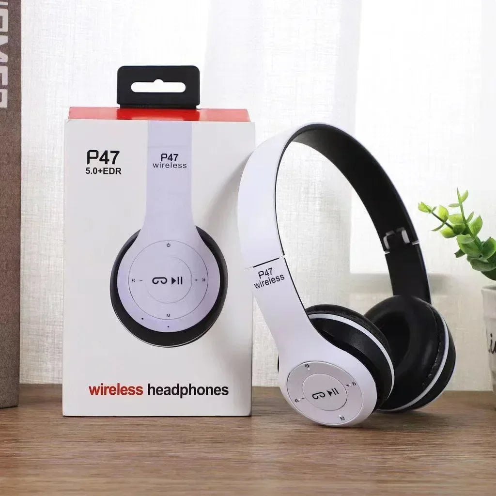 Wireless Bluetooth 5.0 Headphones with Microphone, Foldable Over-Ear HiFi Bass Stereo Headset for Smartphones, TV & Gaming