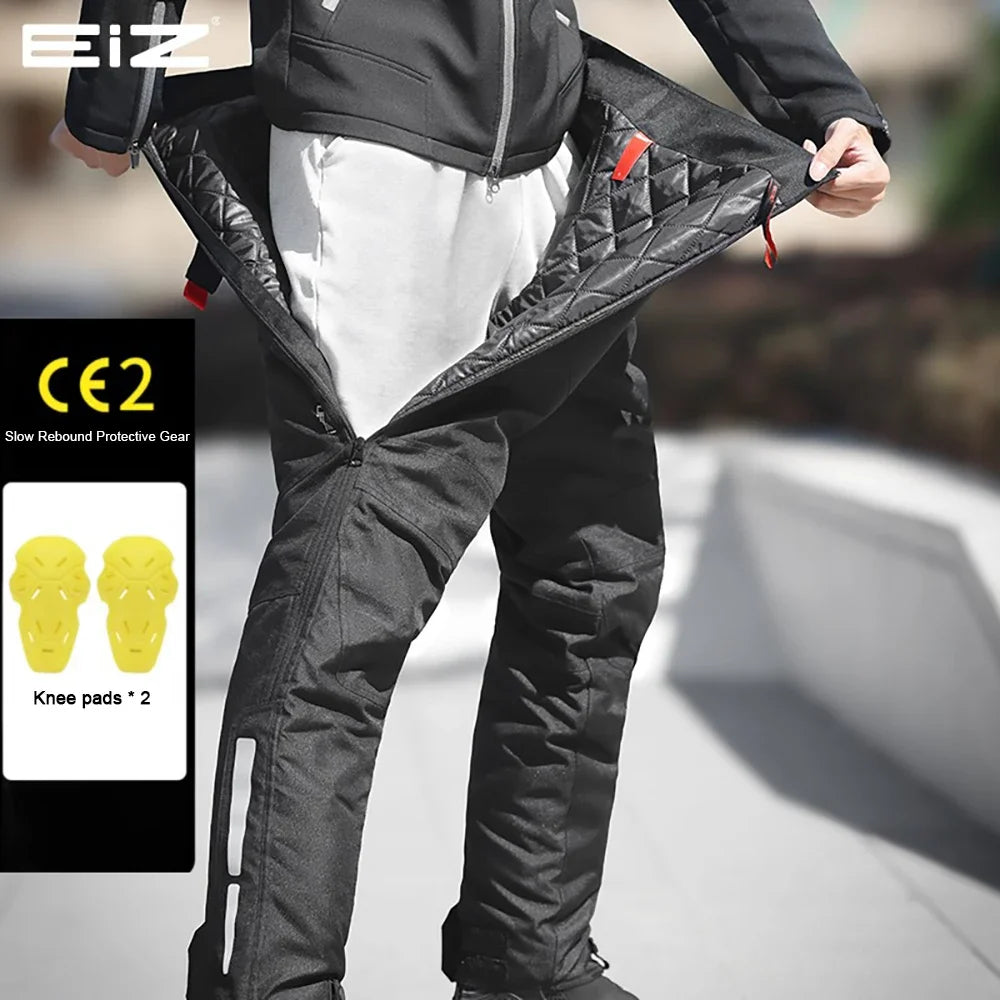 Winter Waterproof Motorcycle Overpants Quick-Release Touring Pants with CE Knee Pads, Insulated Windproof Motorbike Trousers for Men