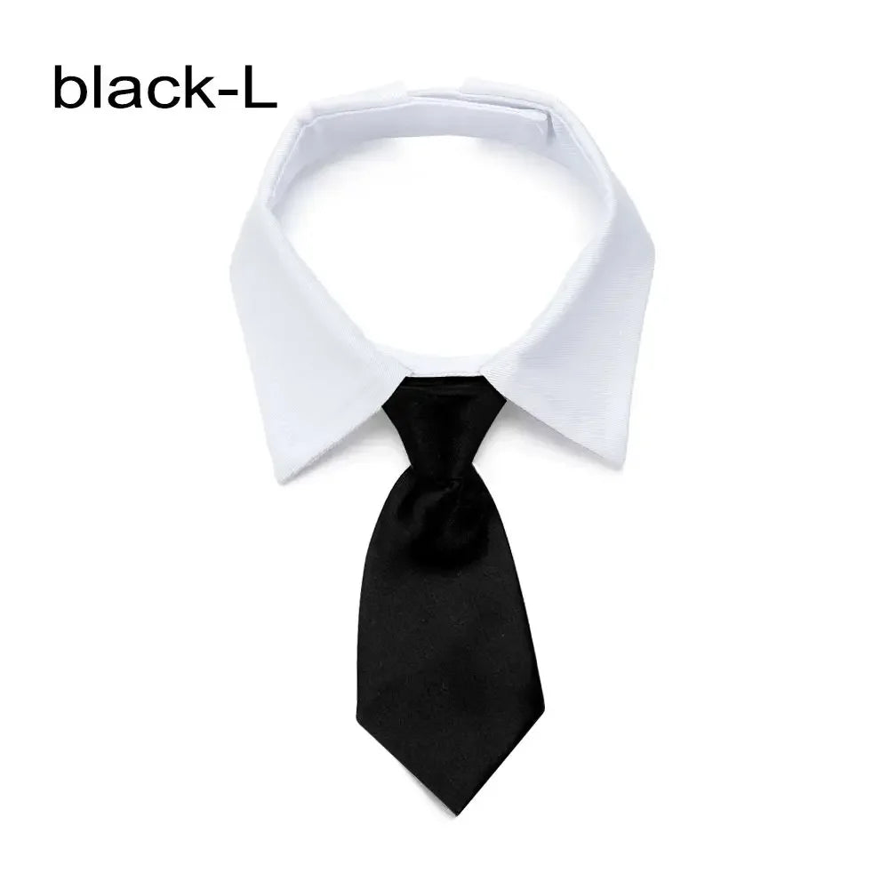 Adjustable Pet Necktie Bow Tie Collar - Formal Tuxedo Accessory for Dogs & Cats, Black & Red, Small & Large (9–14 in | 24–36 cm)