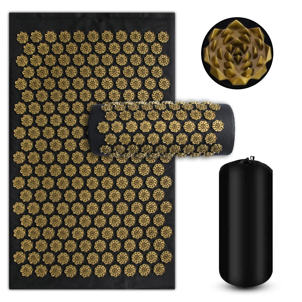 Shiatsu Acupressure Mat with Pillow - Spike Massage Pad for Yoga, Pilates & Pain Relief, 125 x 41 cm (49 x 16 in)