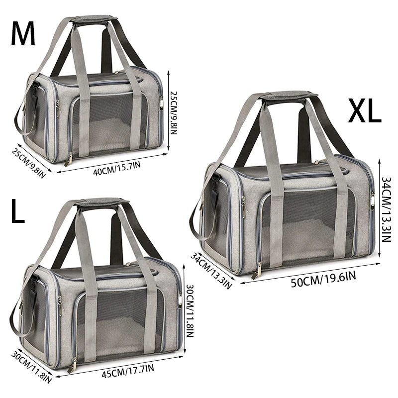 Portable Soft-Sided Pet Carrier Backpack for Dogs & Cats — Airline Approved, Foldable Nylon (M/L/XL)