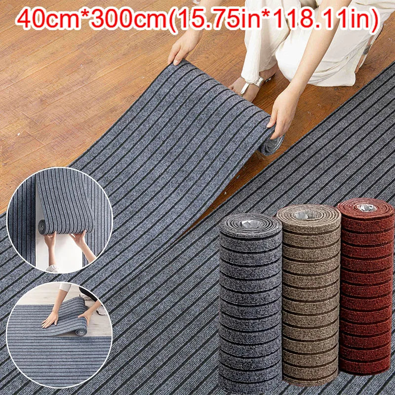 DIY Self-Adhesive Non-Slip Striped Floor Mat Roll 40 cm x 3 m (15.7 in x 9.8 ft) Kitchen Door Mat Runner Hallway Rug