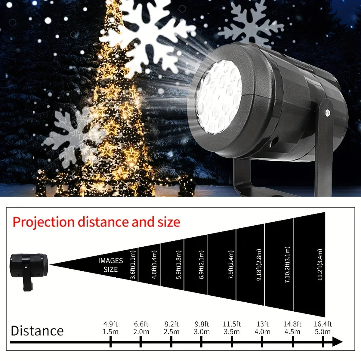 USB Snowflake Projector Light – Rotating White Snow Pattern LED Lamp for Christmas, Holiday & Party Decor