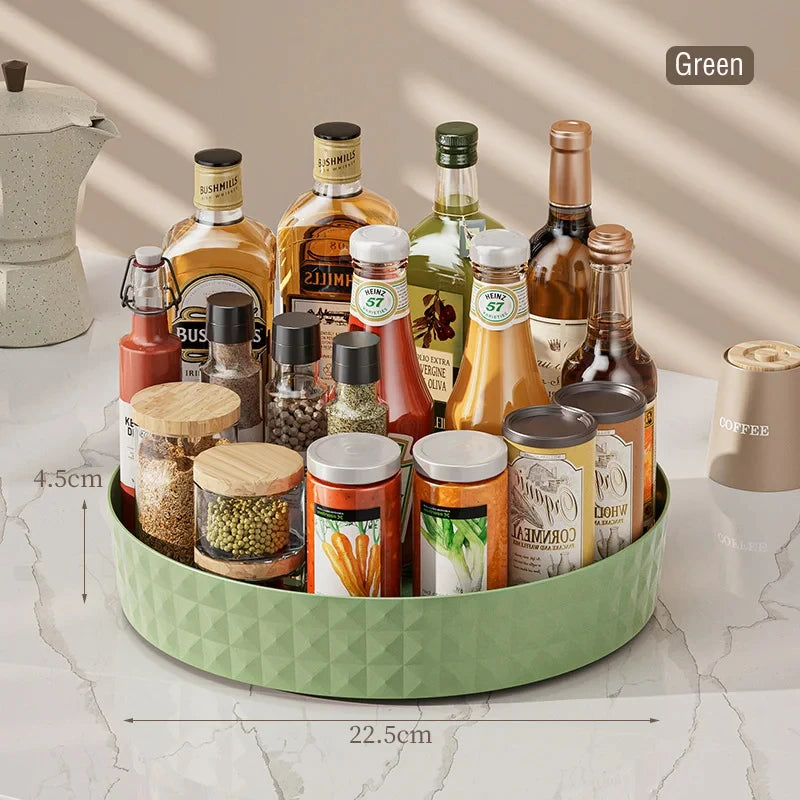 360 Degree Rotating Spice Rack 22.5 cm (8.9 in) Non-Slip Lazy Susan Tray for Kitchen, Pantry & Cosmetics