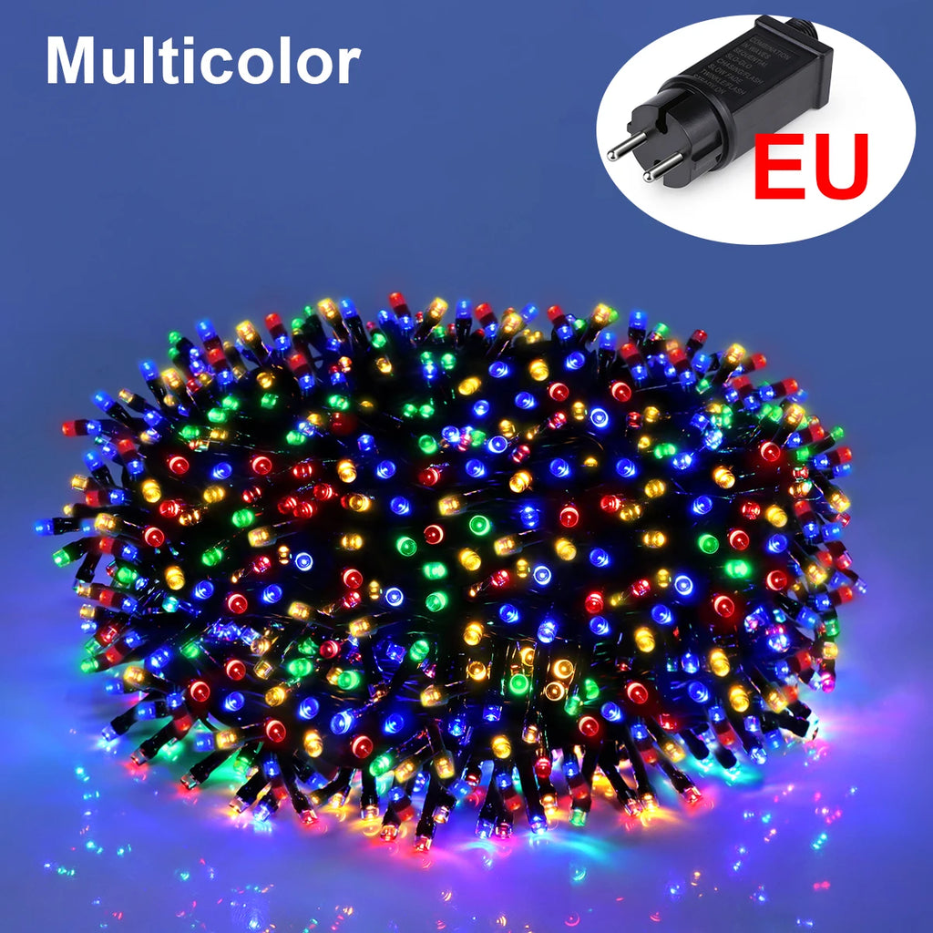 LED Christmas Fairy String Lights 10-100M (33-328 ft) IP65 Waterproof – 110V-220V EU/US Plug, Warm White/White/Multicolor, Dimmable