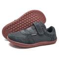 Kids Wide-Toe Barefoot Sneakers — Lightweight Hook & Loop Mesh with Faux Leather Toe