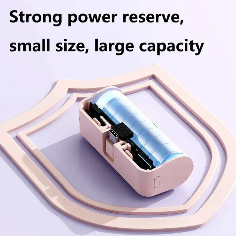 50000mAh Mini Capsule Power Bank – Portable Wireless Fast Charging with Digital Display, USB-A / USB-C / Lightning