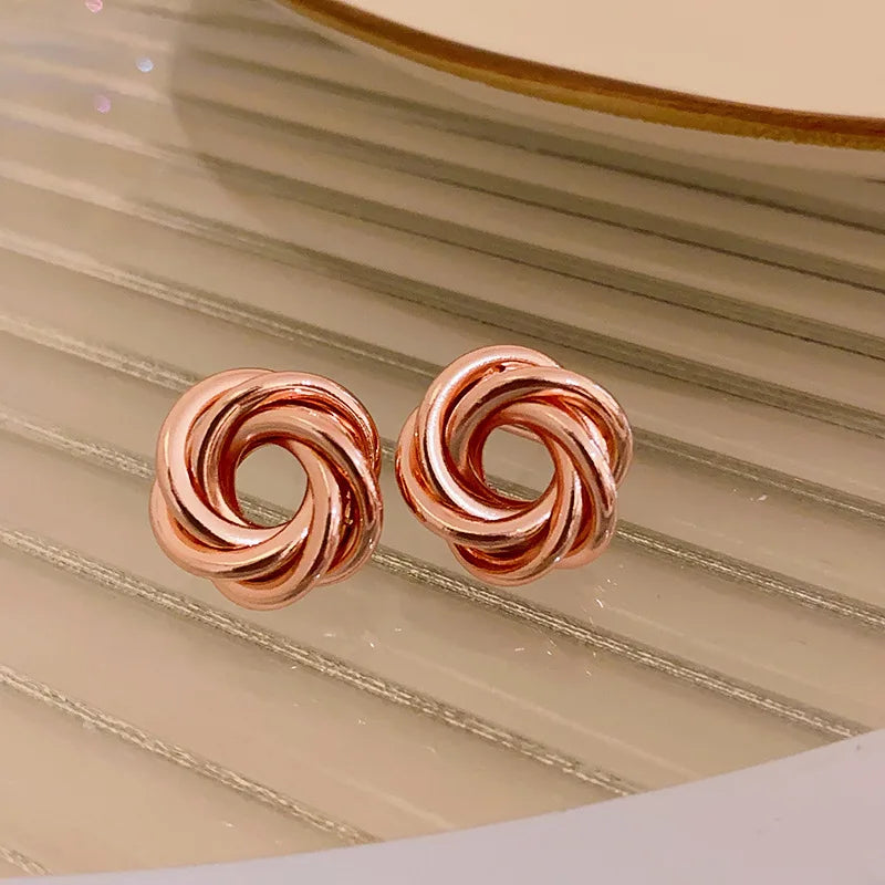 Geometric Multilayer Twisted Hoop Earrings Gold Layered Metal Hoops for Women