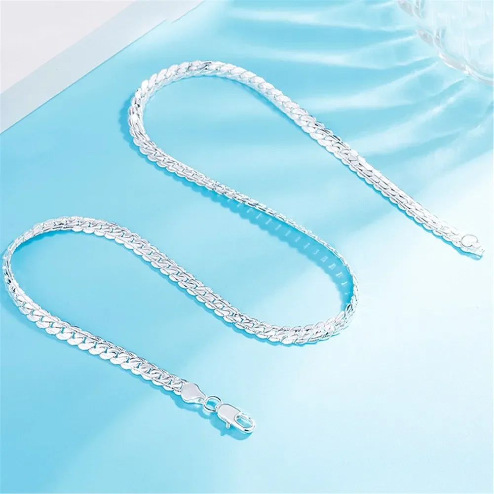 925 Sterling Silver Skeleton Pendant Link Chain Necklace - Unisex Classic Wedding Jewelry