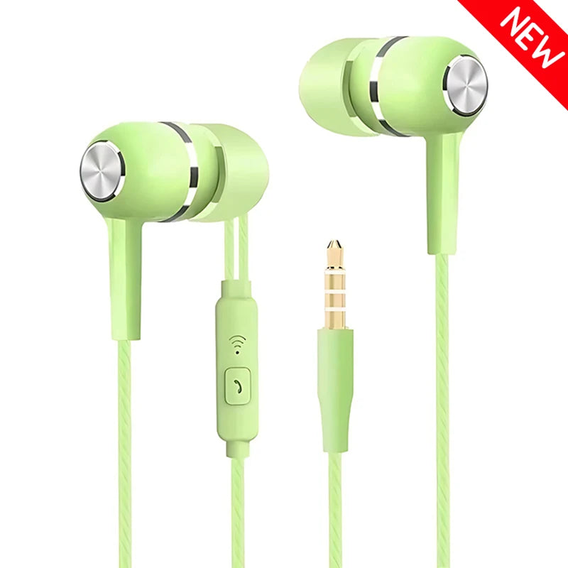 3.5mm Wired In-Ear Headphones with Microphone - HiFi Heavy Bass Stereo Earbuds for Gaming & Sports