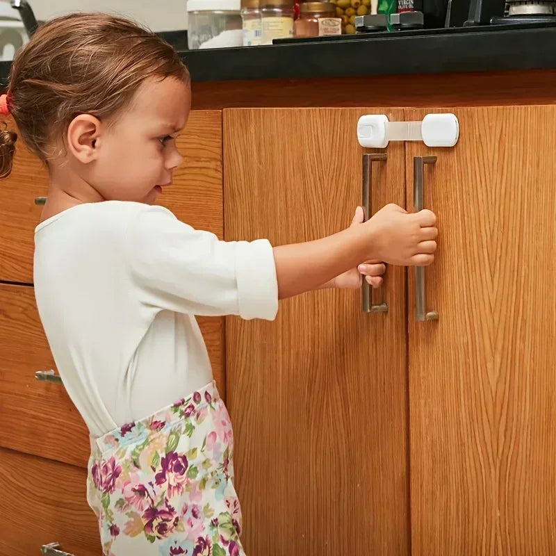 Baby Safety Cabinet Locks – Adhesive Childproof Drawer & Door Latches, Secure Strap Locks for Cabinets & Drawers