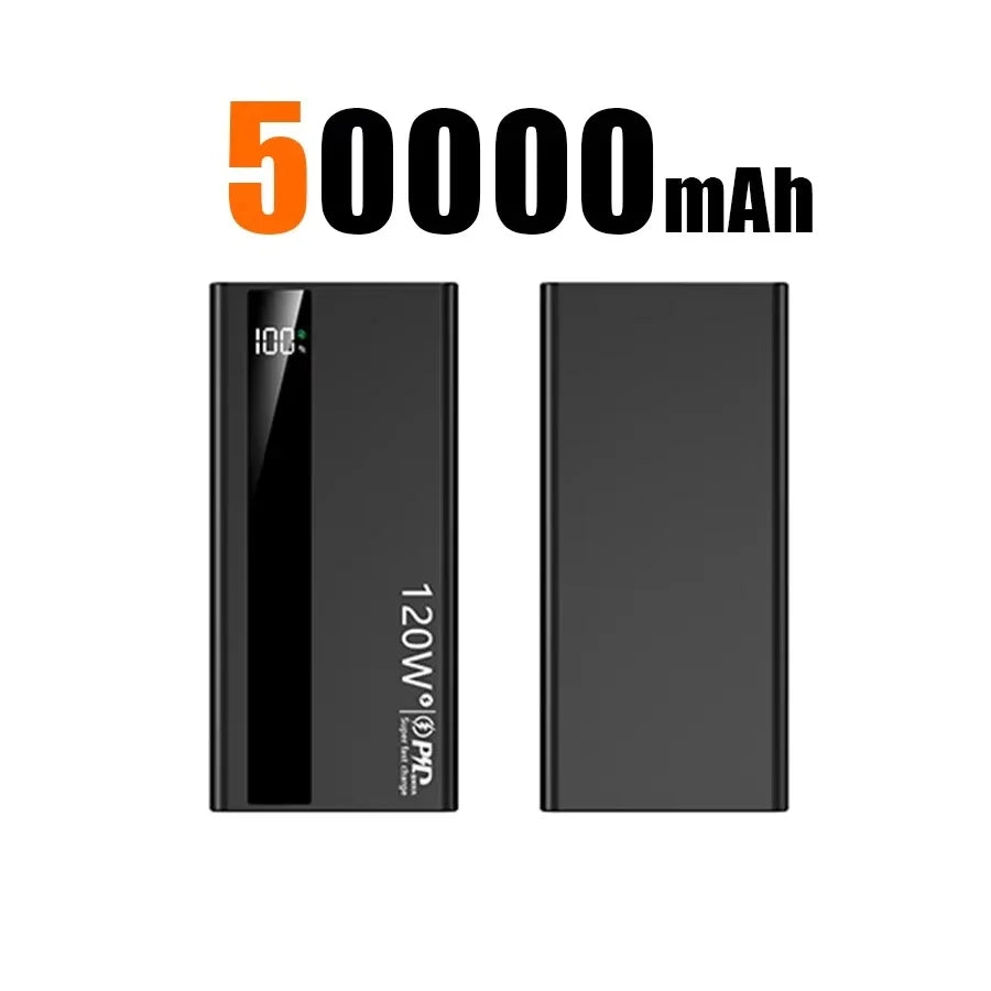 500000mAh 120W Portable Power Bank USB-C & USB-A Fast Charging External Battery Pack with Digital Display