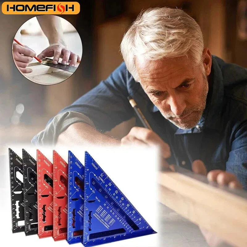 7-Inch (178 mm) Aluminum Speed Square with Inch/Metric Scales — Precision Carpentry & Woodworking Tool