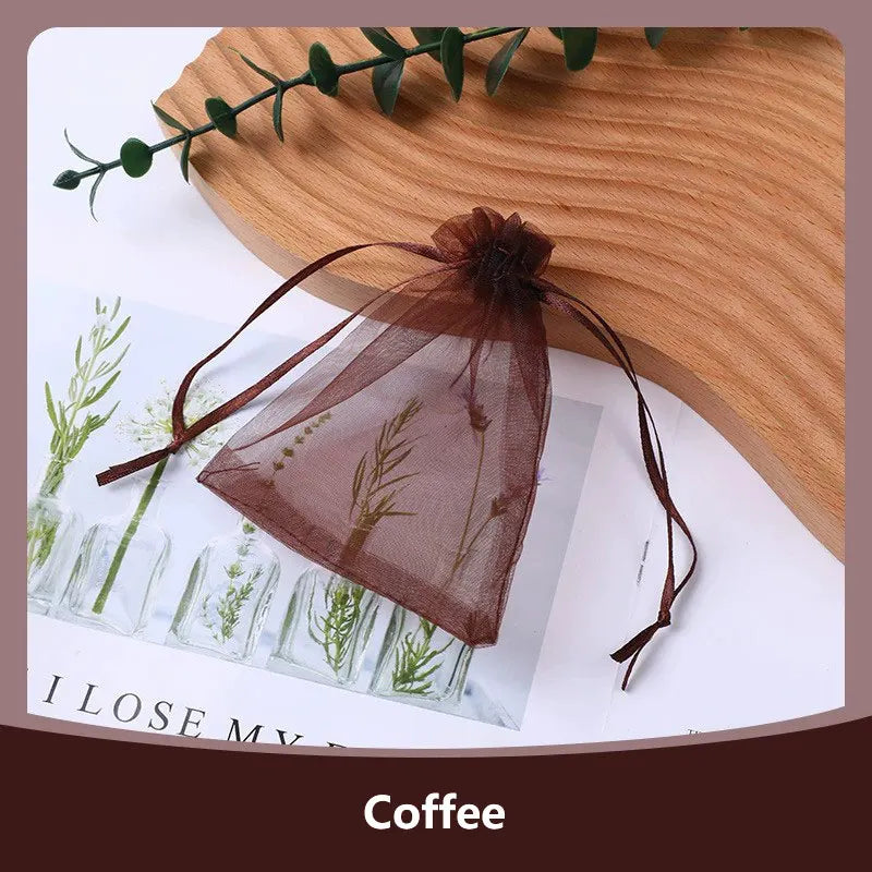 100-Pack Organza Drawstring Bags Assorted Sizes (7x9, 9x12, 10x15, 13x18 cm / 2.8x3.5, 3.5x4.7, 3.9x5.9, 5.1x7.1 in) - Jewelry & Gift Pouches for Wedding Party