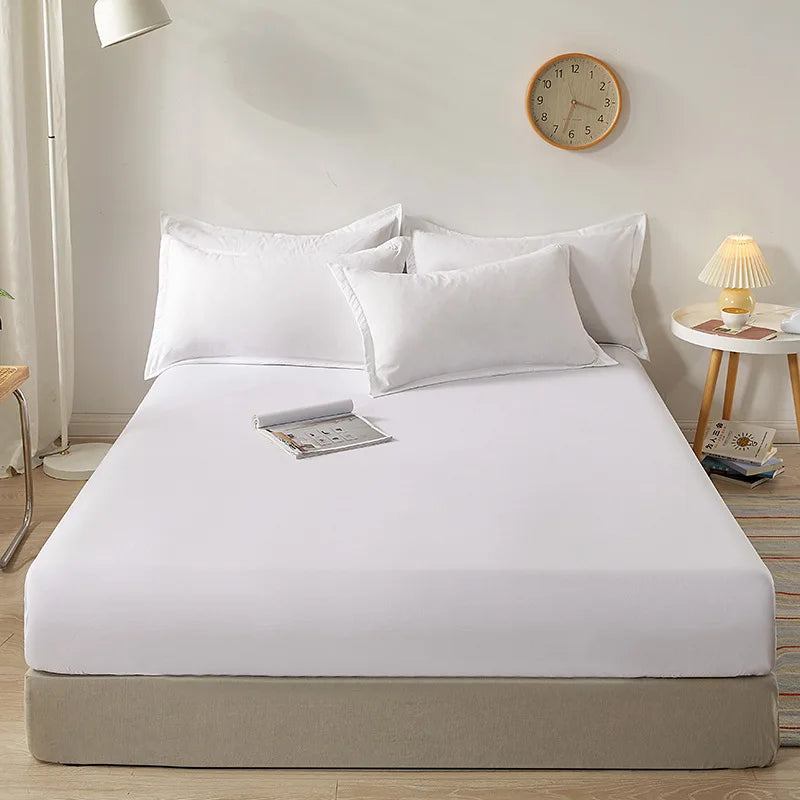 100% Cotton Fitted Sheet – Deep Pocket Elastic Non-Slip Mattress Cover for Twin Full Queen King (Fits Mattress Height up to 26 cm / 10 in)