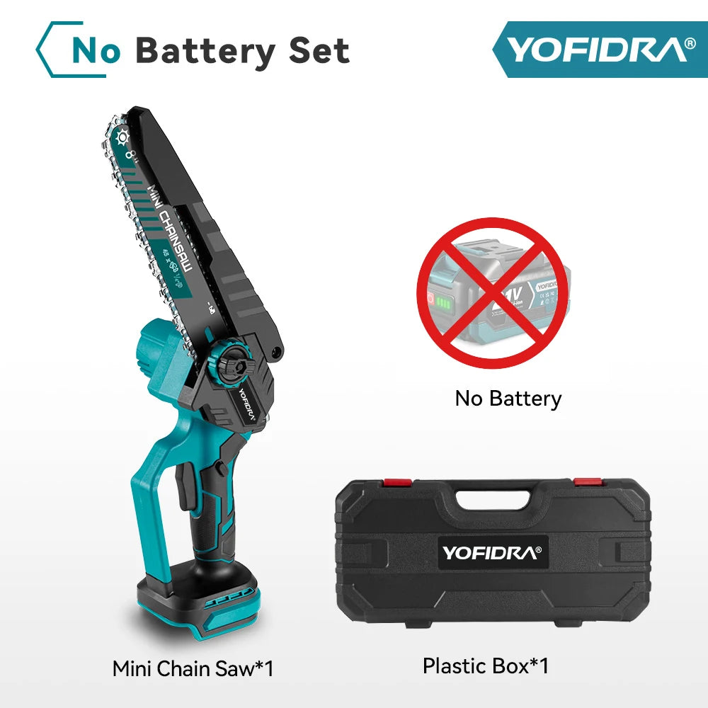 8-Inch (203 mm) Brushless Cordless Electric Chainsaw – 18–21V Lithium Battery Pruning & Woodworking Saw