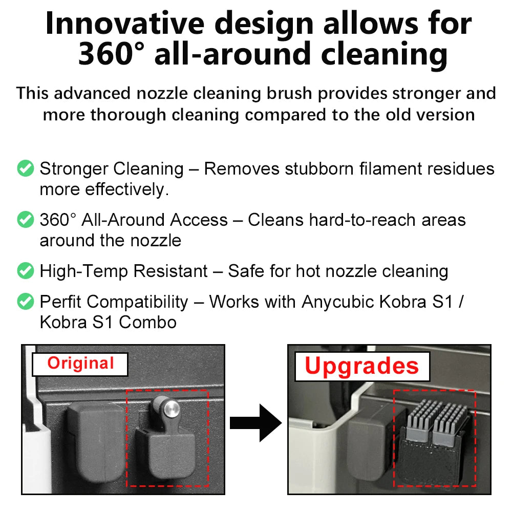 Hotend Nozzle Silicone Wiper Brush — Snap-On 3D Printer Nozzle Cleaner