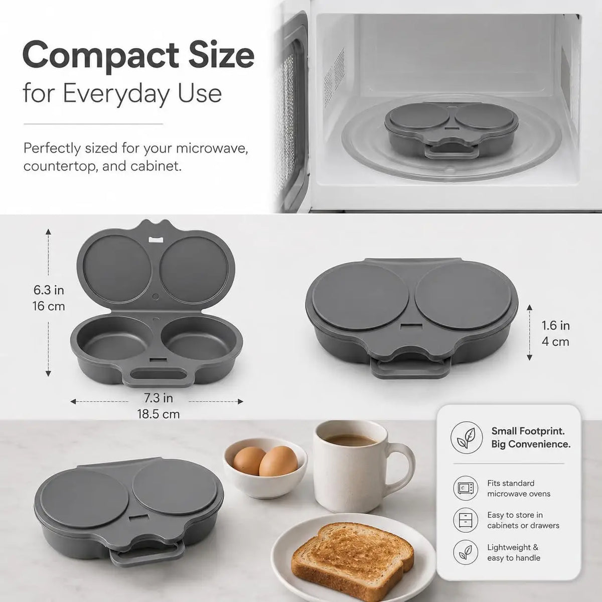 Microwave Double Cavity Silicone Egg Poacher – Food-Grade Non-Stick Oil-Free Egg Steamer, Reusable Kitchen Mold