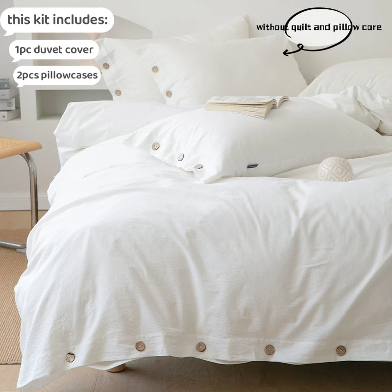 3-Piece 100% Cotton 400TC Twill Duvet Cover Set with 2 Pillowcases – Solid 220×240 cm (86.6×94.5 in)