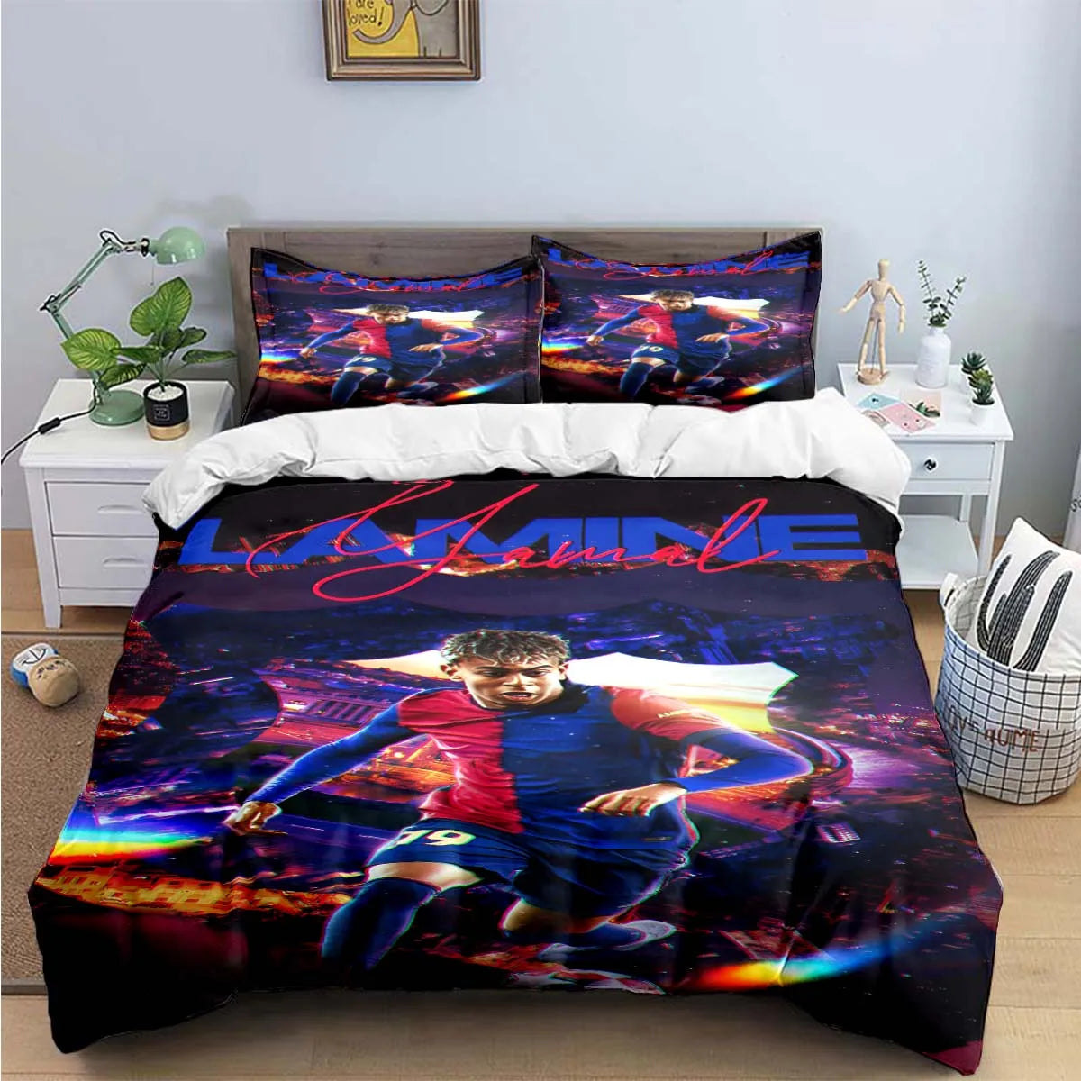 3-Piece Football 3D Print Microfiber Duvet Cover Set with Pillowcases – Soft Hypoallergenic Bedding
