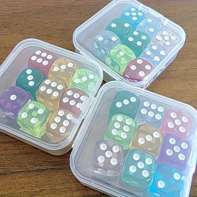 9-Piece Vibrant Color Dice Set with Portable Clear Storage Case, Assorted Colors for Math Games and Tabletop Gaming
