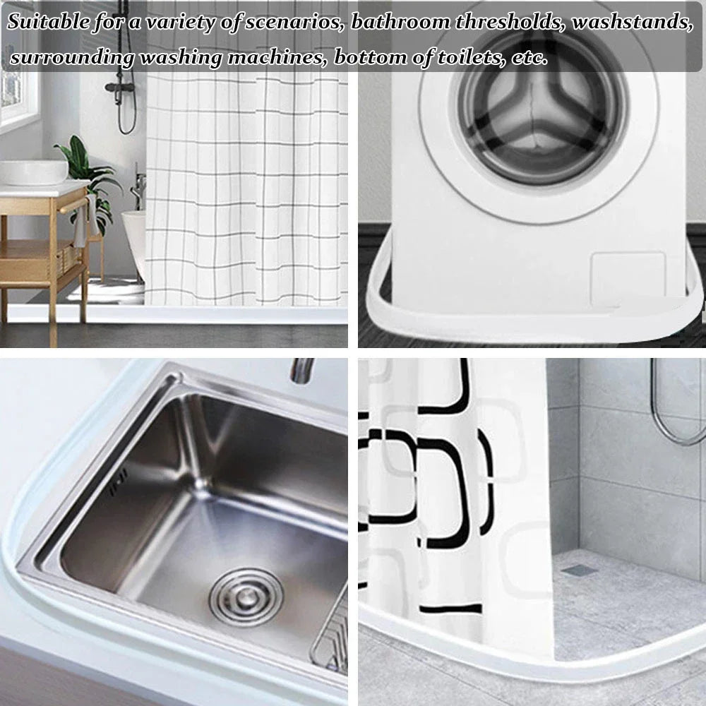 Silicone Shower Water Stopper Strip Self-Adhesive Bendable Floor Seal for Bathroom Door Dry-Wet Separation (50–600 cm / 19.7–236.2 in)