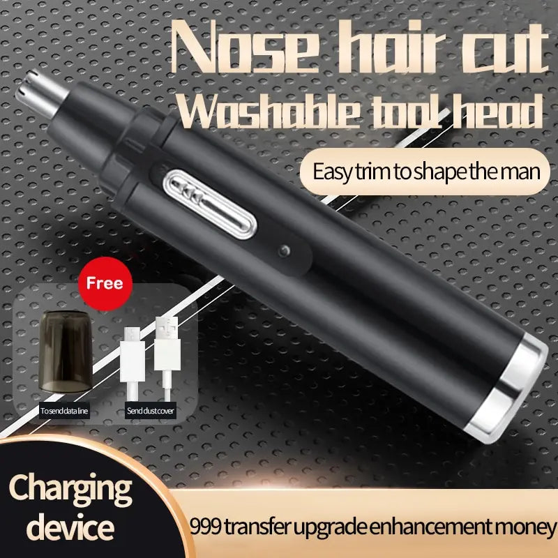 Rechargeable 2-in-1 Nose & Ear Hair Trimmer – Washable USB Electric Groomer with Stainless Steel Blade