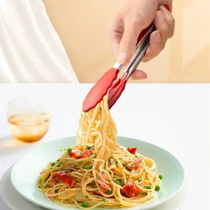 7-Inch Non-Slip Silicone Tip Food Tongs (21.4 cm) – BBQ Grilling, Salad & Kitchen Serving Utensil