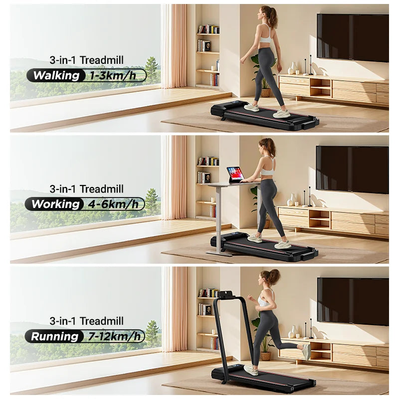 Foldable Under-Desk Walking Pad Treadmill with Adjustable Incline and LED Display, Diamond Belt, Quiet Motor, Lightweight for Home & Office