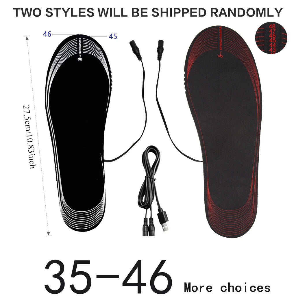 USB Heated Insoles for Shoes – Rechargeable Electric Shoe Warmers, Foot Heating Insoles for Winter Outdoor Sports (One Size)