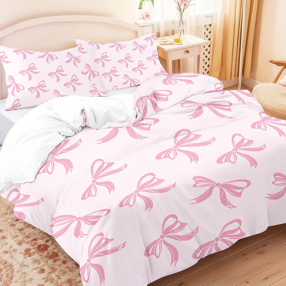 Butterfly Print 3-Piece Bedding Set — 1 Duvet Cover + 2 Pillowcases, Soft Polyester, Multiple Sizes (Twin/Full/Queen/King)