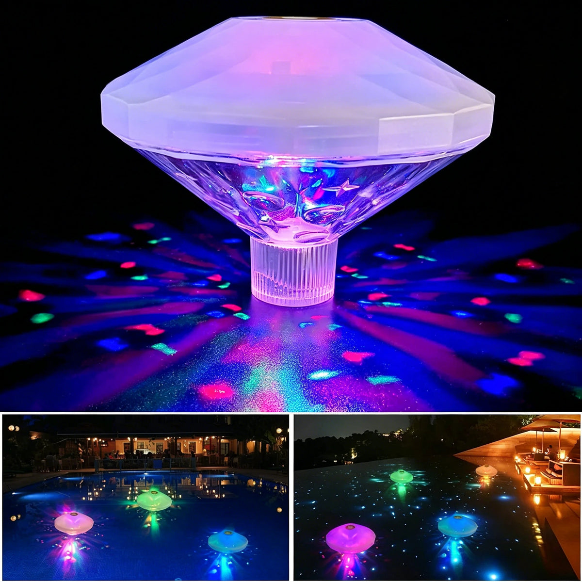 Floating RGB LED Submersible Pool Light IP68 Waterproof for Swimming Pool Hot Tub Spa