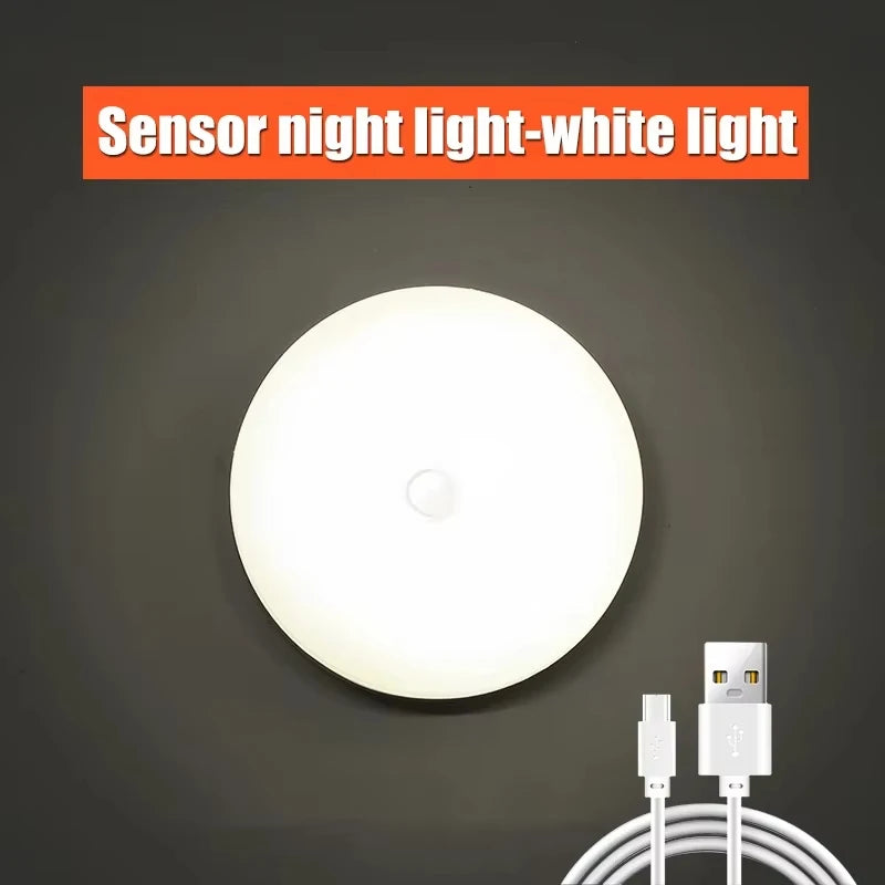 USB Rechargeable Motion Sensor Night Light – Warm/Cool LED with Magnetic Mount for Bedroom Hallway Closet Stairs