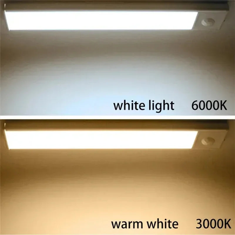 Under-Cabinet Rechargeable LED Motion Sensor Strip Light Magnetic Battery-Operated for Kitchen Cabinet Closet — 10/20/30/50cm (3.9/7.9/11.8/19.7 in)