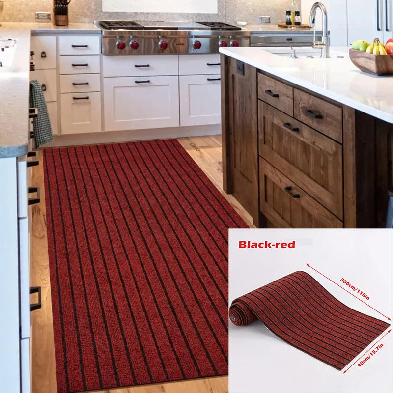 DIY Self-Adhesive Non-Slip Striped Floor Mat Roll 40 cm x 3 m (15.7 in x 9.8 ft) Kitchen Door Mat Runner Hallway Rug