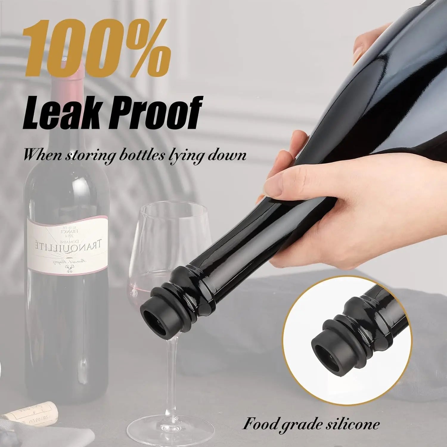 Vacuum Wine Stopper Pump with Silicone Seal — Reusable Wine Preserver Bottle Stopper for Barware