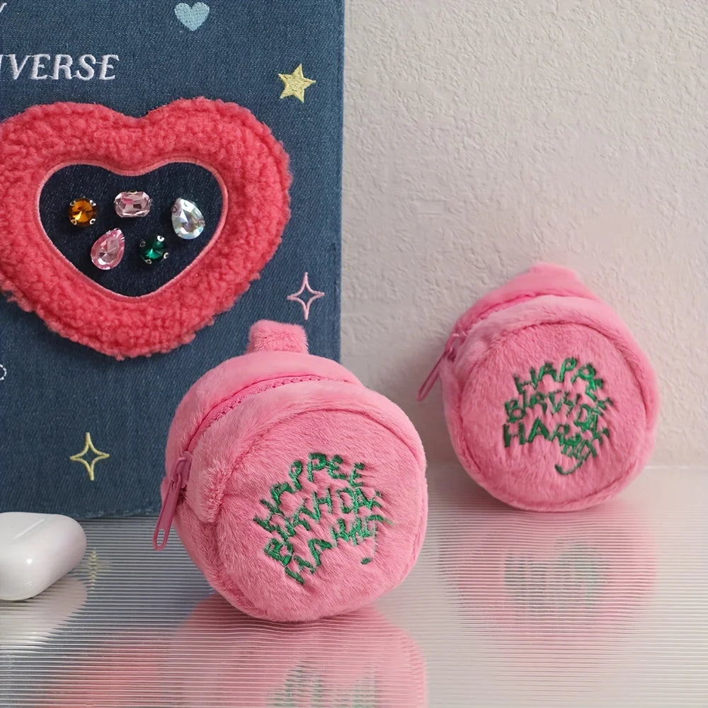 Plush Polyester Travel Bag Charm Keychain — Soft Luggage & Backpack Accessory