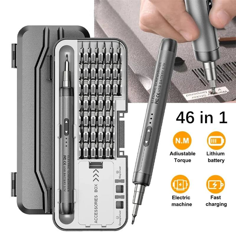 Cordless Electric Precision Screwdriver Set with LED Light - Magnetic S2 Bits for Phone, Laptop & Electronics Repair, Rechargeable USB-C