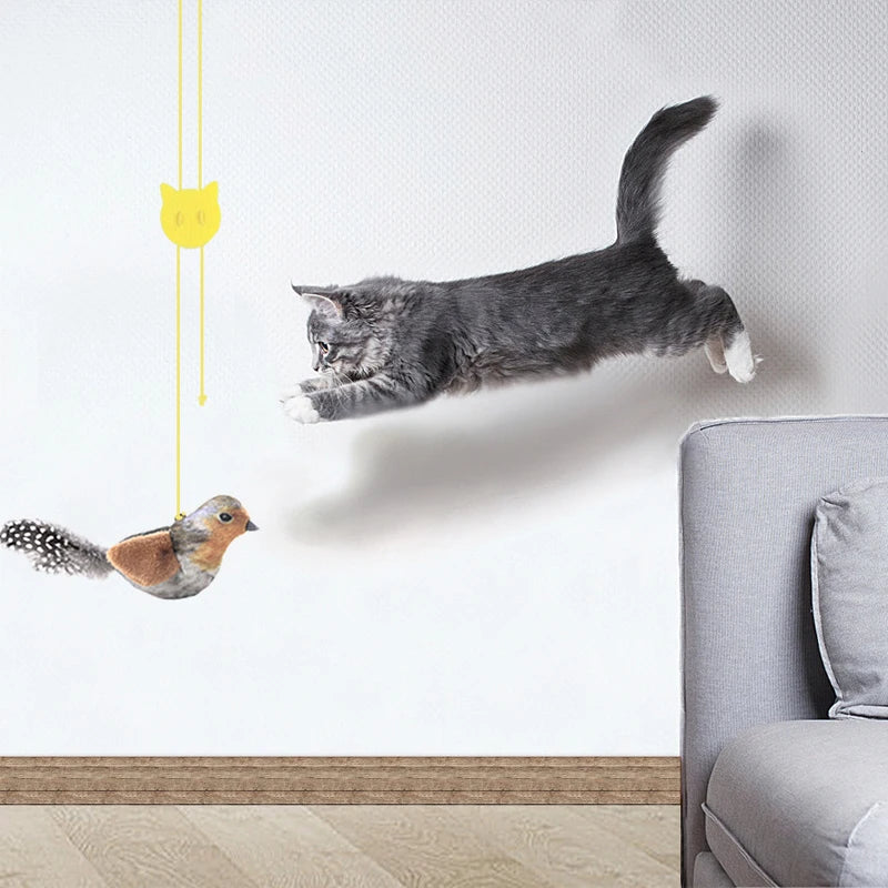 Lifelike Bird Plush Cat Toy with Feather Teaser, Catnip-Simulation for Cats & Kittens