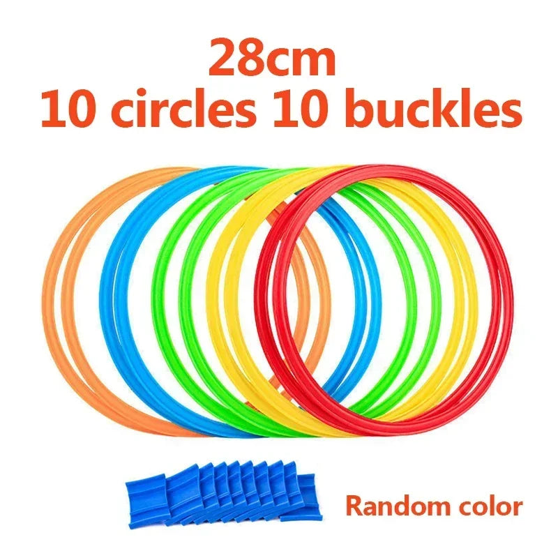 Kids Outdoor Agility Jump Ring Set 10 Hoops 10 Connectors 28/35 cm (11 in / 13.8 in) Physical Training Toy
