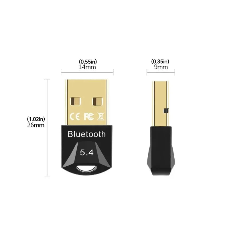 USB Bluetooth Adapter Dongle for PC — Bluetooth 5.4/5.3/5.1/5.0 Wireless Receiver for Speakers, Mouse & Keyboard