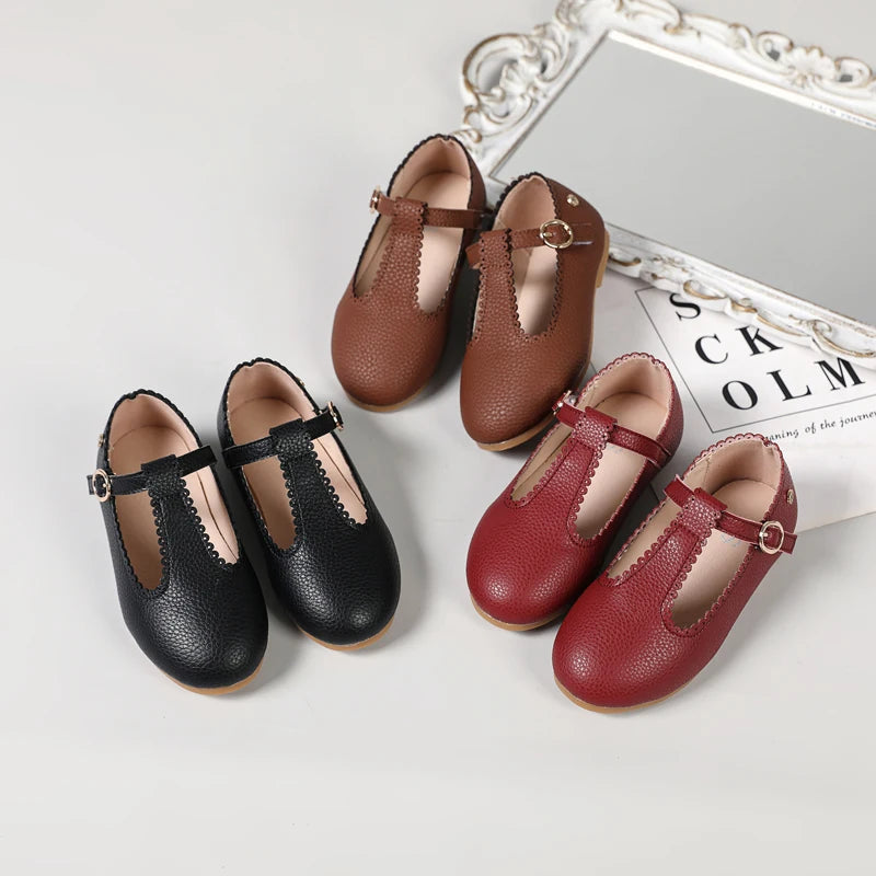 Kids Leather Mary Jane Shoes – Toddler Girls & Boys Slip-On Princess Flats, Oxford School Shoes, Sizes 21–37 (13–22.5 cm / 5.12–8.86 in)