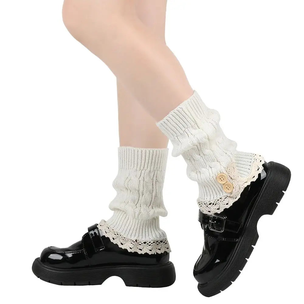 Lolita Harajuku Knit Leg Warmers – Thick Winter Ankle Boot Socks, 21 cm (8.3 in) – Women & Girls