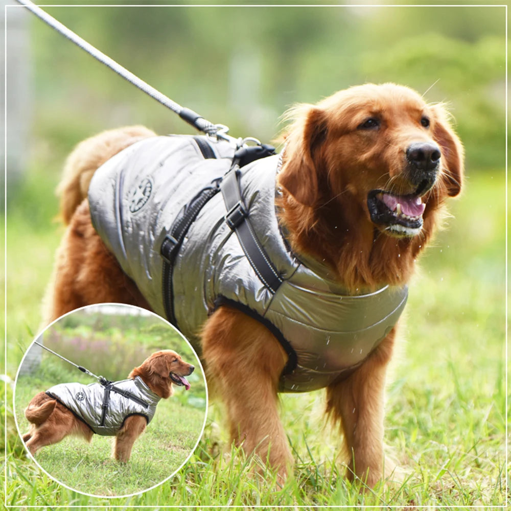 Waterproof Winter Dog Jacket with Built-In Harness, Fleece-Lined & Reflective – Warm Coat for Small to Large Breeds